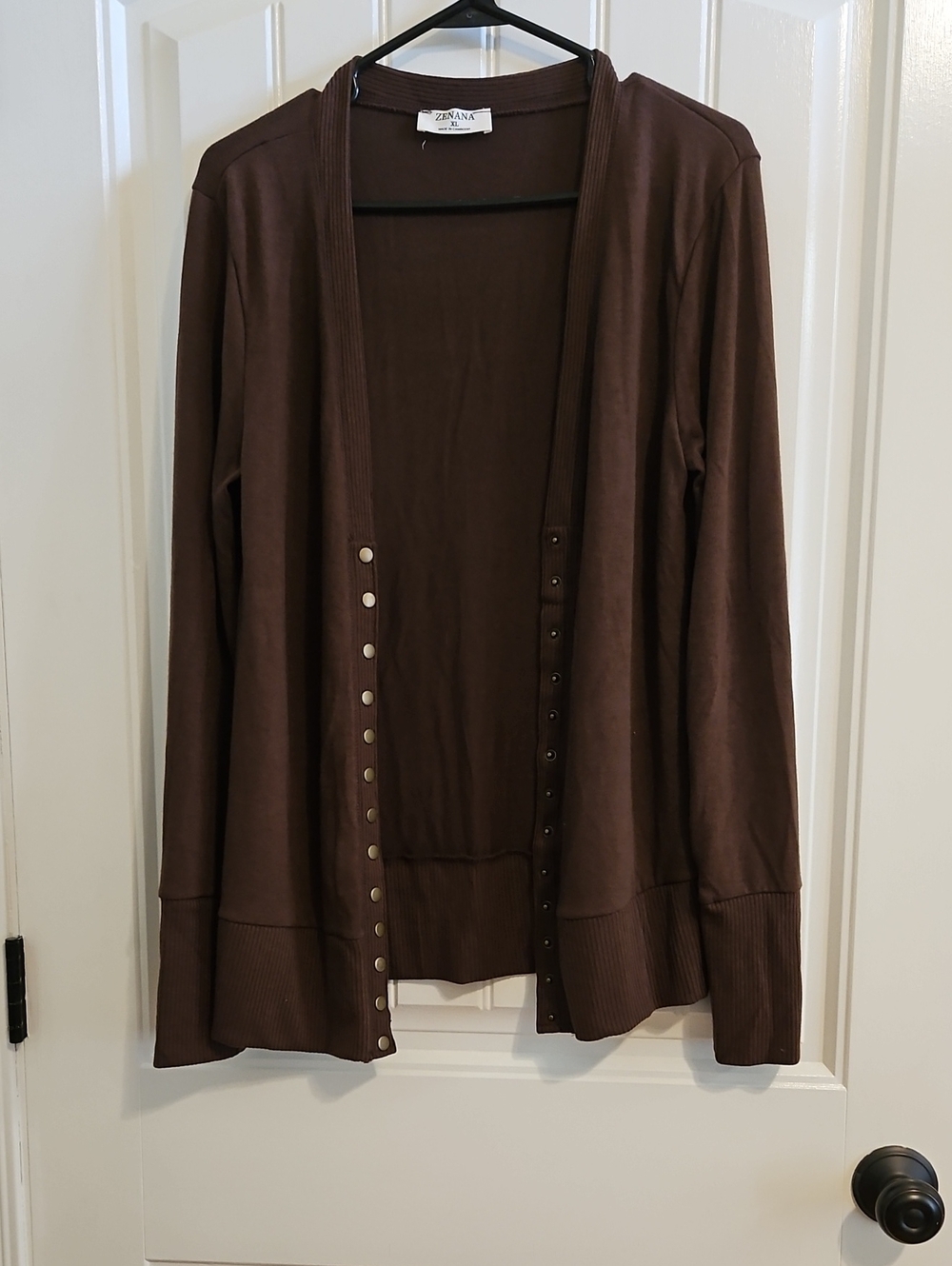 Zenana Brown Snap-Front Open Cardigan - Picture 1 of 6